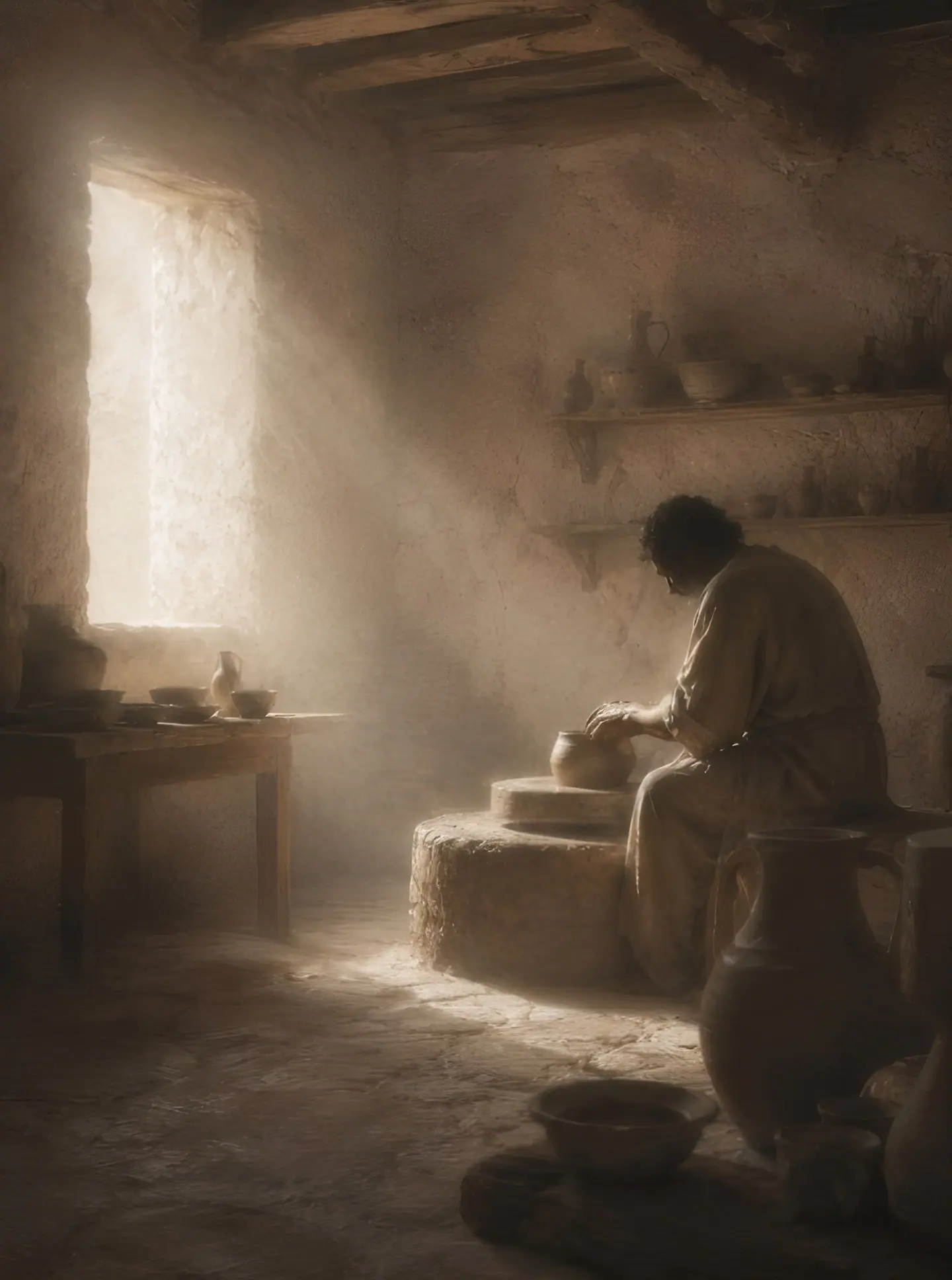 THE POTTER, Jeremías 18:2–3. Arte de la serie IN HIS HANDS de Patmos.