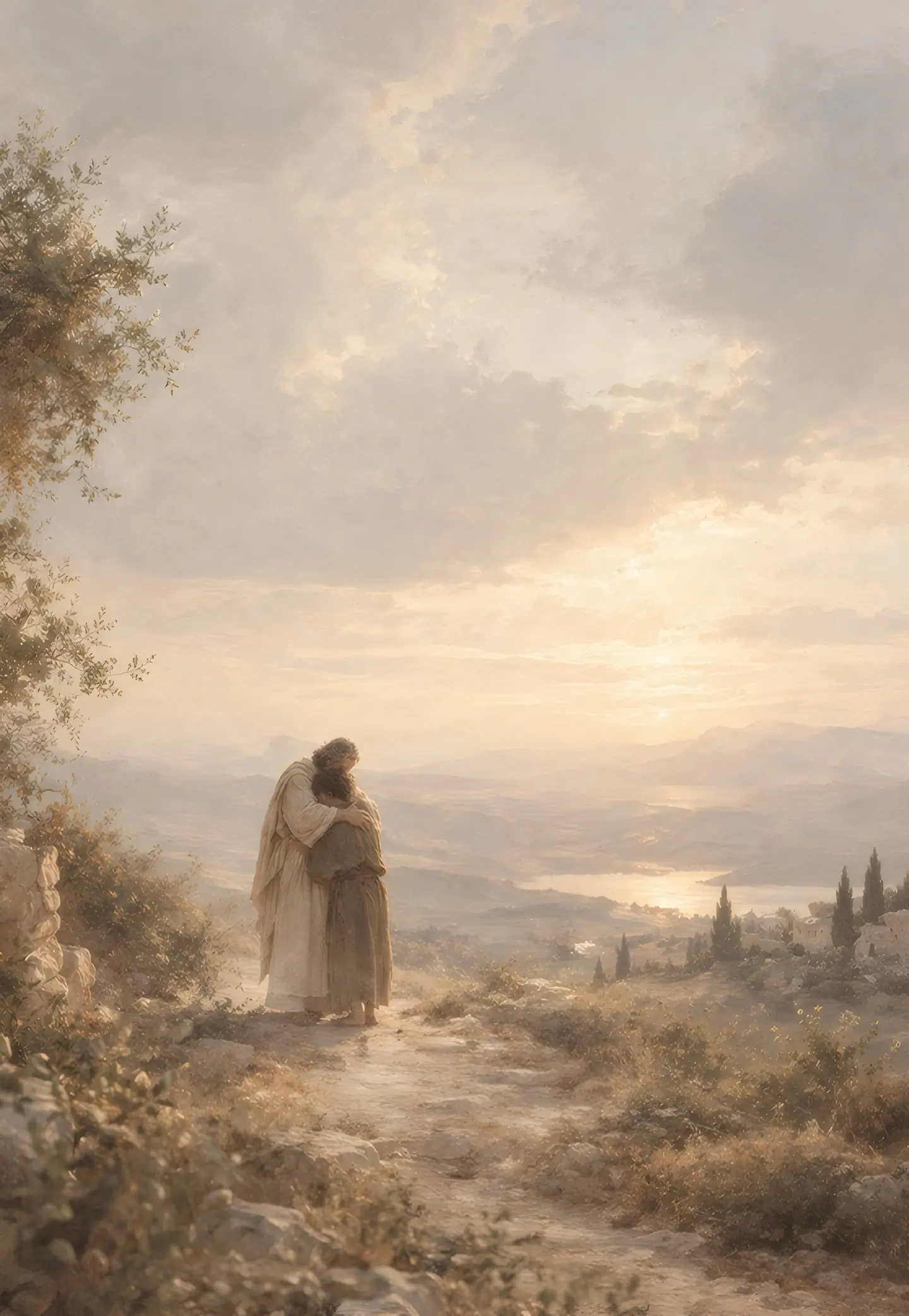 EL ABRAZO, Lucas 15:20. Arte de la serie HOME de PATMOS.