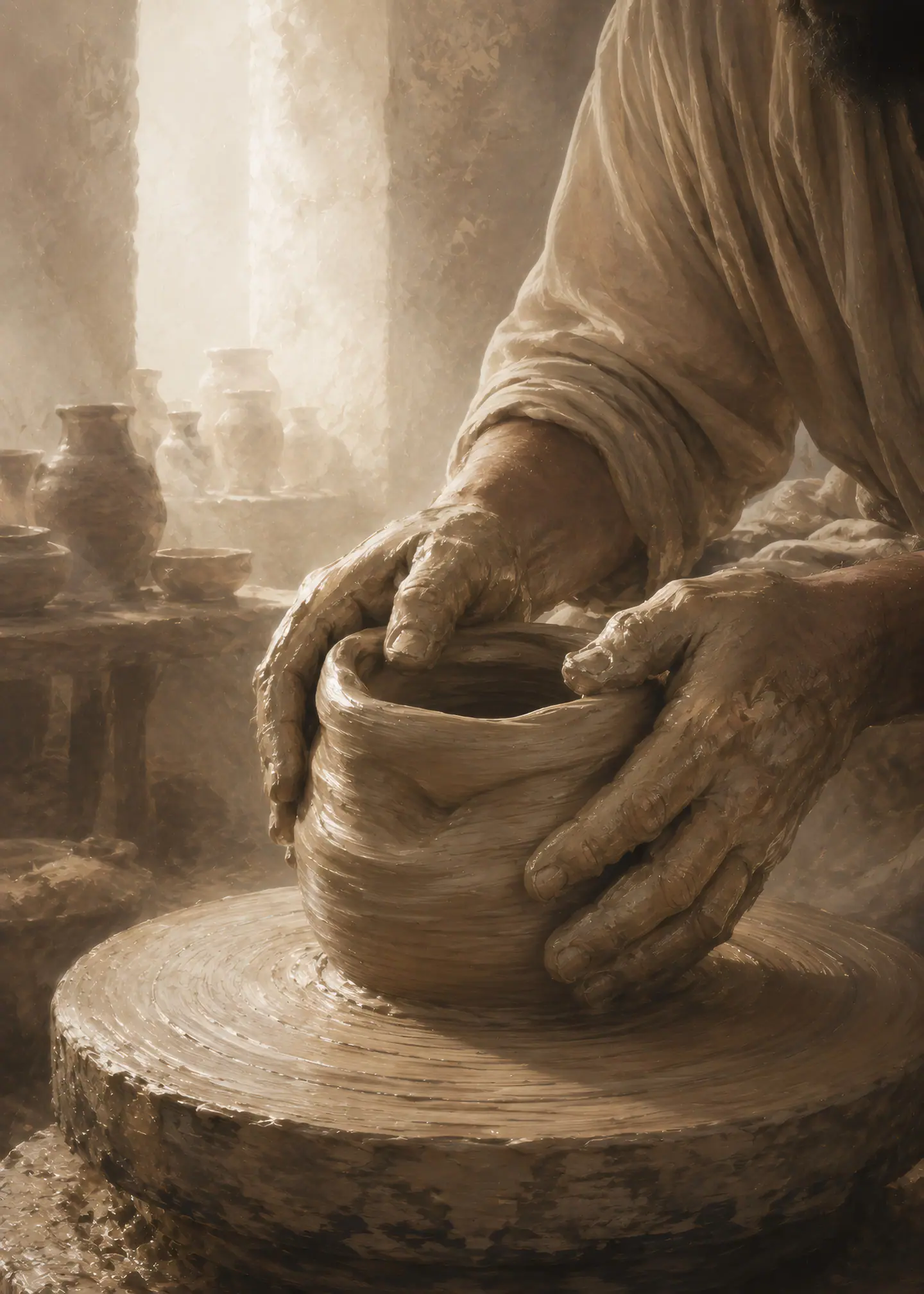 FORMED, Jeremías 18:6. Arte de la serie IN HIS HANDS de PATMOS.