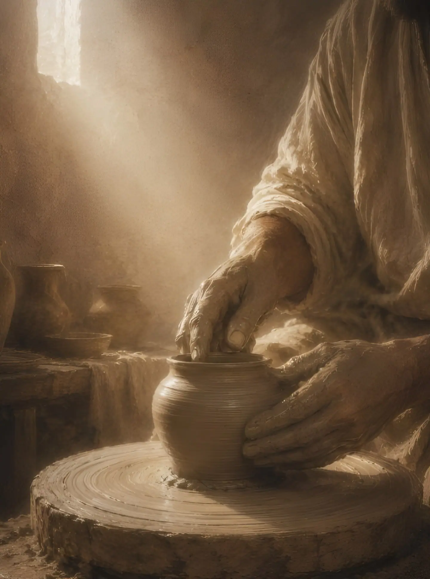 SHAPED, Jeremías 18:4. Arte de la serie IN HIS HANDS de PATMOS.