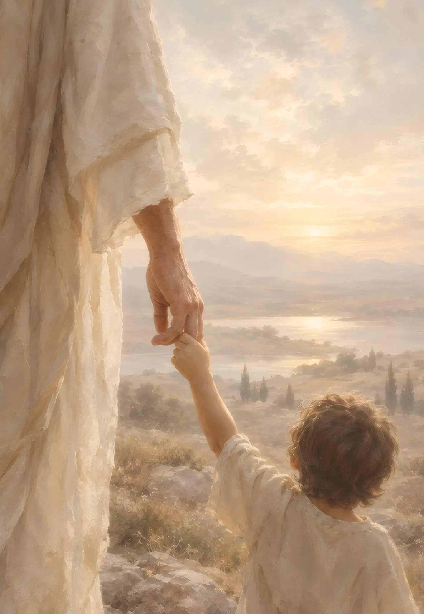 THE HAND, Mateo 14:30–31. Arte de la serie TAKE HEART de PATMOS.